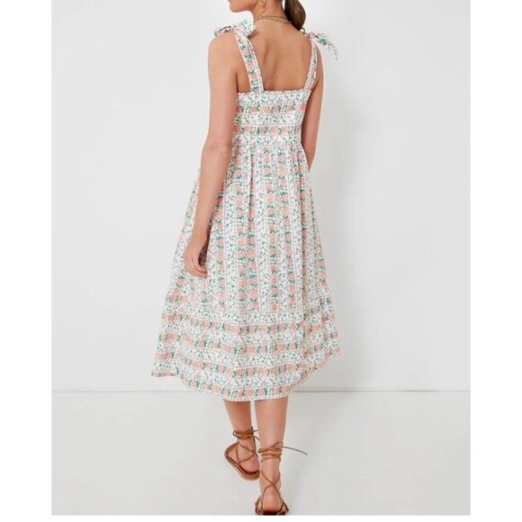 Tuckernuck by Hyacinth House Sz L Floral Lupine Bow Square Neck Midi Dress - Picture 6 of 16